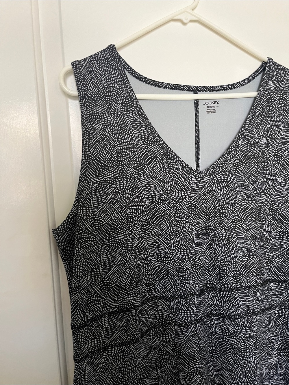 Jockey Black & White Sleeveless Patterned V-Neck Dress XL - Picture 4 of 8